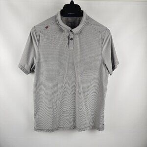 Rhone Shirt Mens Large Multi Blue Gray Striped S/S Golf Polo